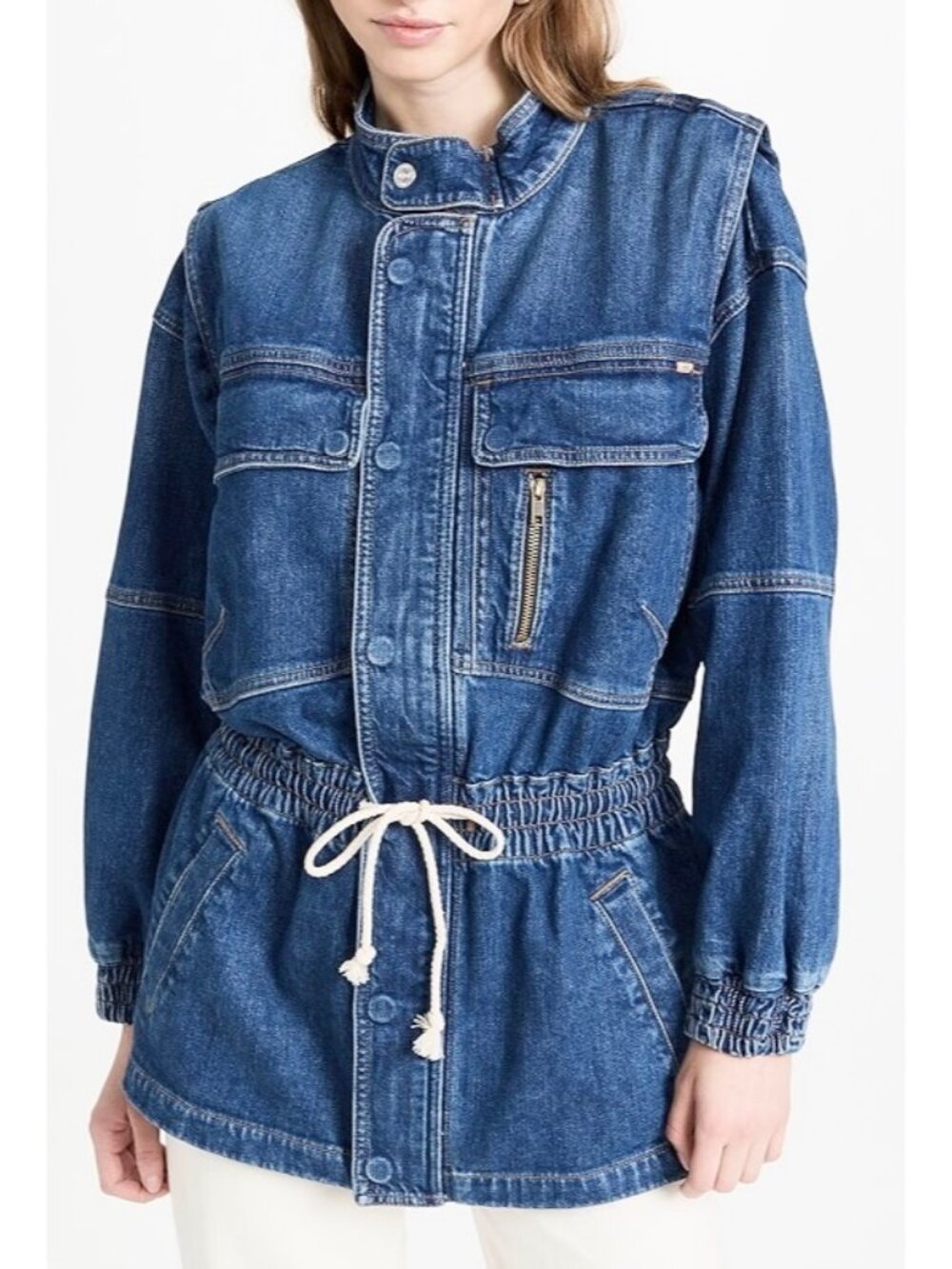 NEW MOTHER Carry All Parka Denim Jacket Blue Size Medium